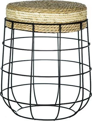 Stolik metalowy Flora 8 z blatem z trawy hiacyntowej 