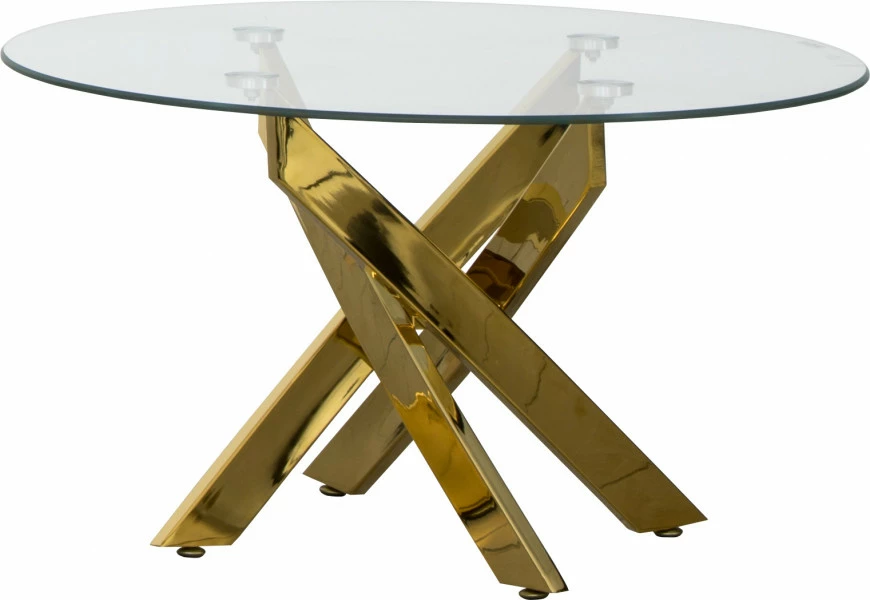 Stolik z blatem ze szkła hartowanego Goldimos (złoty)