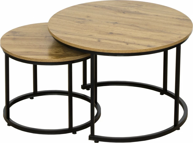 Zestaw dwóch stolików Sieno (czarny/dąb) 