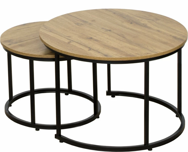 Zestaw dwóch stolików Sieno (czarny/dąb)