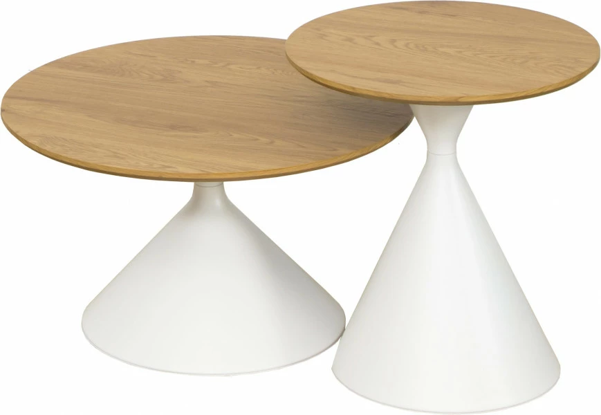 Zestaw dwóch stolików Morino 9 (biały/dąb)