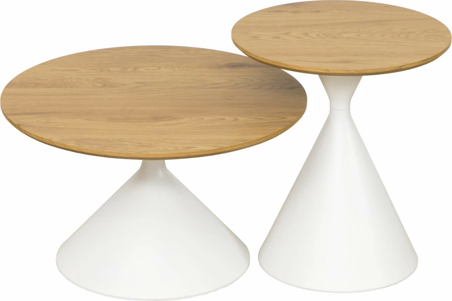 Zestaw dwóch stolików Morino 9 (biały/dąb) 