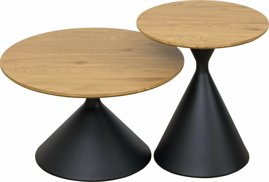 Zestaw dwóch stolików Morino 9 (czarny/dąb) 