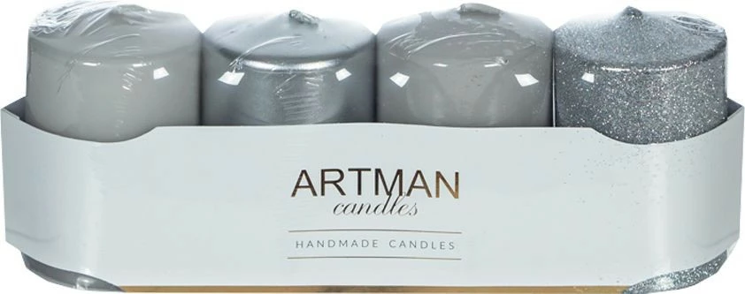 Komplet świec (4szt.) (szary/srebrny) 