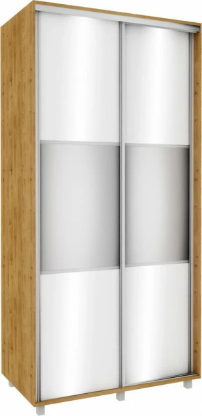 Szafa przesuwna lustra 100cm (biały połysk/lustro/dąb Soma ciemny)