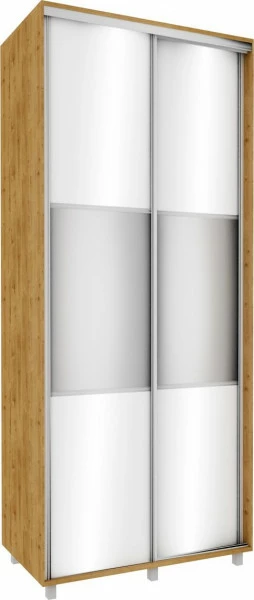 Wysoka szafa przesuwna lustra 100cm (biały połysk/lustro/dąb Soma ciemny)