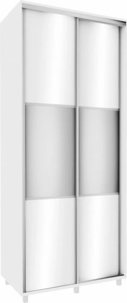 Wysoka szafa przesuwna 100 cm lustra (biały połysk)