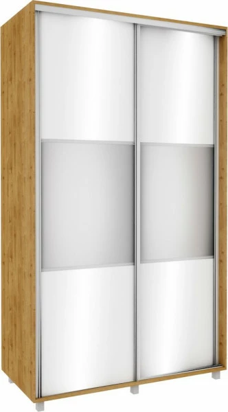 Szafa przesuwna lustra 120cm (biały połysk/lustro/dąb Soma ciemny)