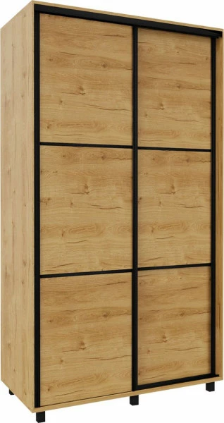 Szafa przesuwna 120 cm (dąb Soma ciemny/czarne okucia)