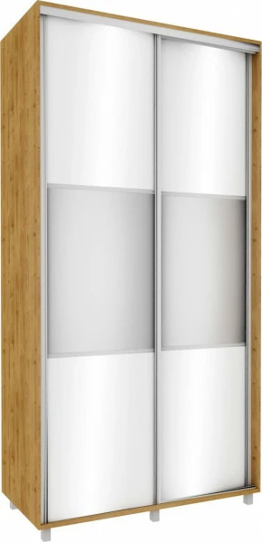 Wysoka szafa przesuwna lustra 120cm (biały połysk/lustro/dąb Soma ciemny)