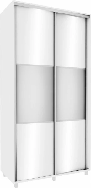 Wysoka szafa przesuwna 120 cm lustra (biały połysk)
