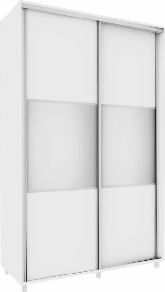 Wysoka szafa przesuwna 150 cm lustra (biały mat)