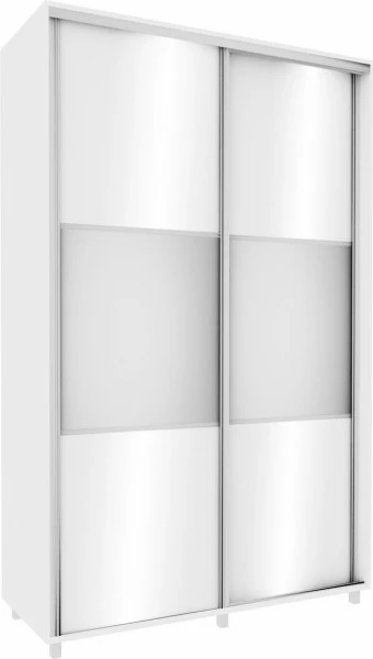Wysoka szafa przesuwna 150 cm lustra (biały połysk)