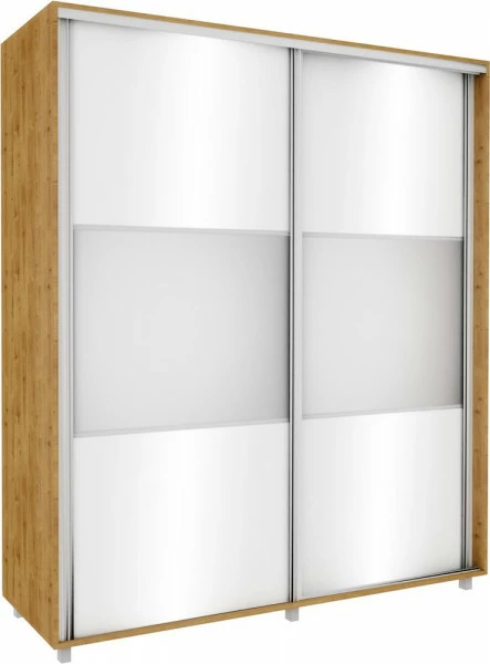 Szafa przesuwna lustra 180cm (biały połysk/lustro/dąb Soma ciemny)