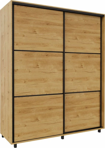 Szafa przesuwna 180 cm (dąb Soma ciemny/czarne okucia)