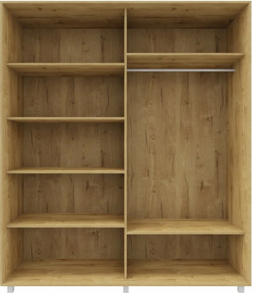 Szafa przesuwna 180 cm lustra (dąb Soma ciemny/czarne okucia)