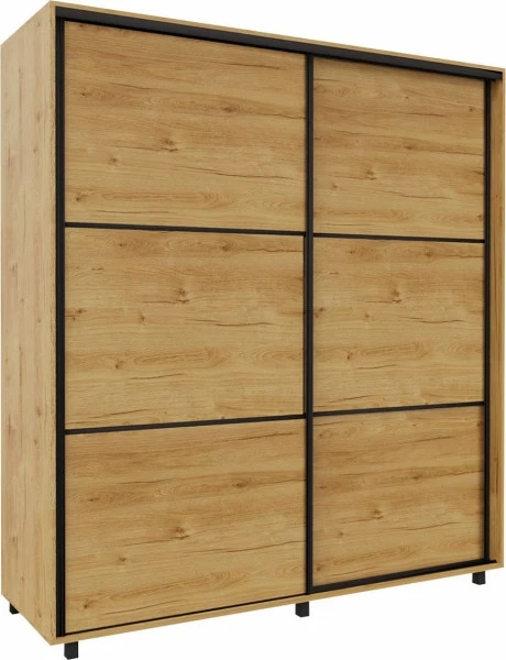 Szafa przesuwna 200 cm (dąb Soma ciemny/czarne okucia)