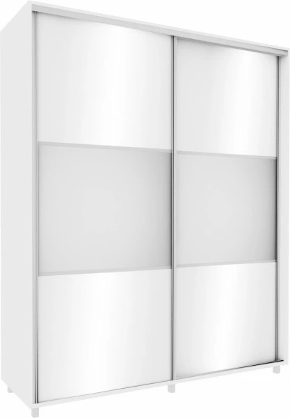 Wysoka szafa przesuwna 200 cm lustra (biały połysk)