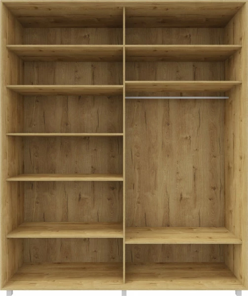 Wysoka szafa przesuwna 200 cm lustra (dąb Soma ciemny/czarne okucia) 