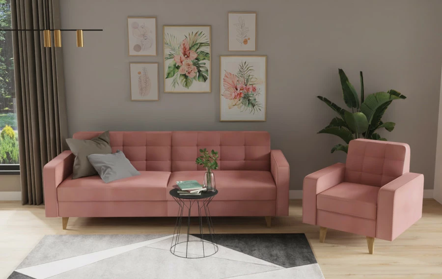 Sofa Sewilla (plusz brudny róż)