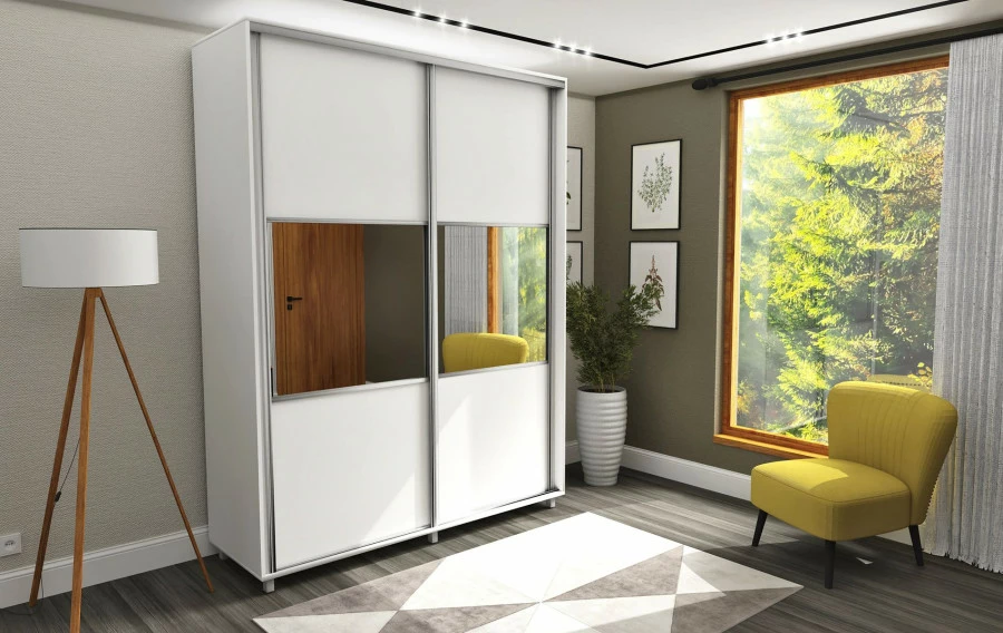 Szafa przesuwna 100 cm (biały połysk) 