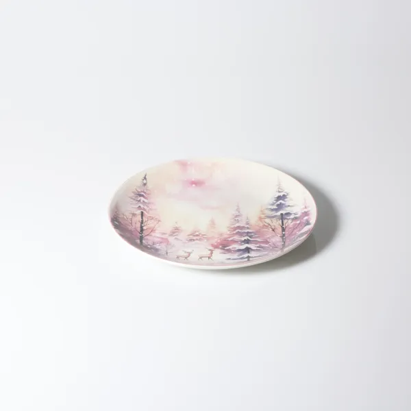 Talerz deserowy Pink Christmas 2 (biały/różowy) 