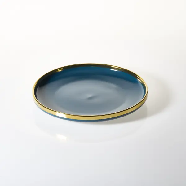 Talerz obiadowy Cindy granatowy ze złotym paskiem