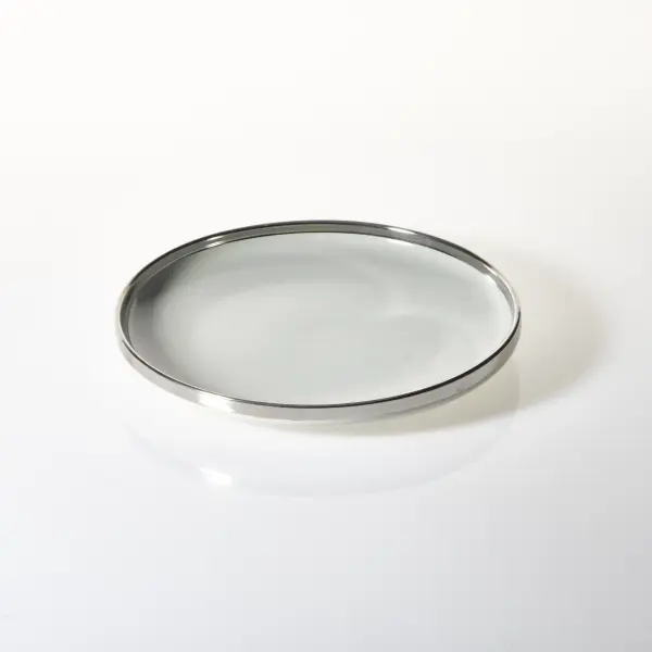 Talerz obiadowy Cindy szary ze srebrnym paskiem
