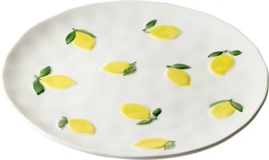 Talerz deserowy Lemoni 164 (biały w cytryny)