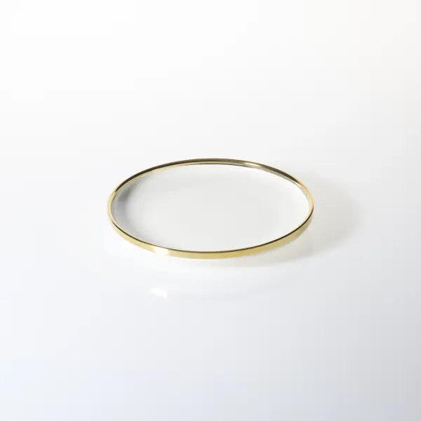 Talerz deserowy Cindy biały ze złotym paskiem