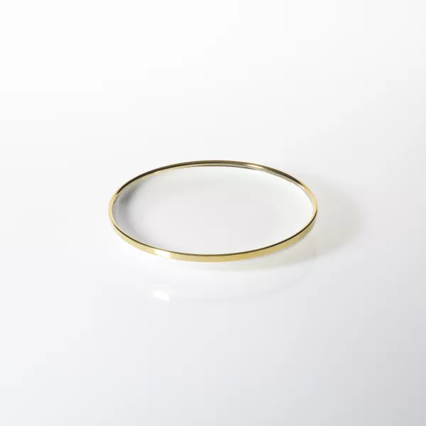 Talerz deserowy Cindy biały ze złotym paskiem 