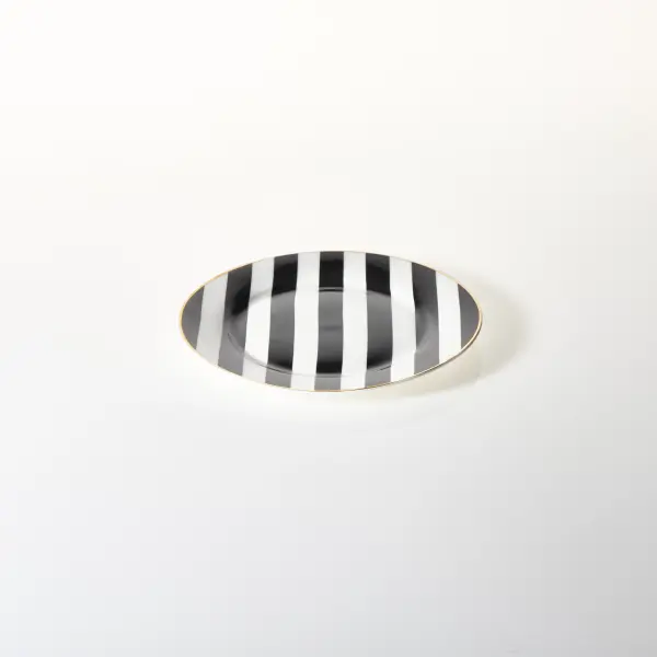 Talerzyk ceramiczny Rayas biały w czarne pasy