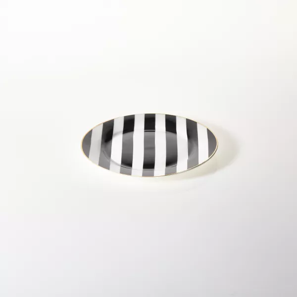 Talerzyk ceramiczny Rayas biały w czarne pasy 
