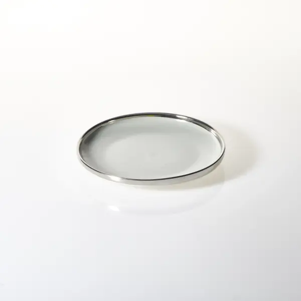 Talerz deserowy Cindy szary ze srebrnym paskiem