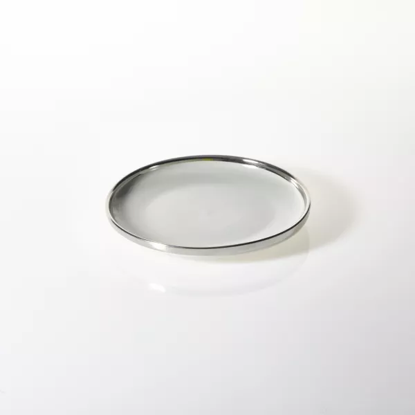 Talerz deserowy Cindy szary ze srebrnym paskiem 
