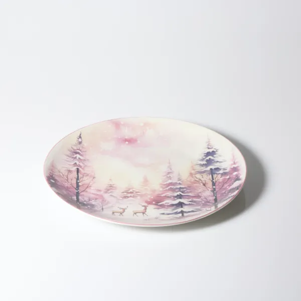 Talerz obiadowy Pink Christmas 2 (biały/różowy) 