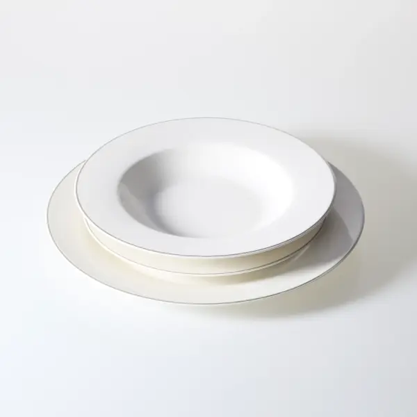 Zestaw talerzy Olina 18 elementów (biały/srebrny)