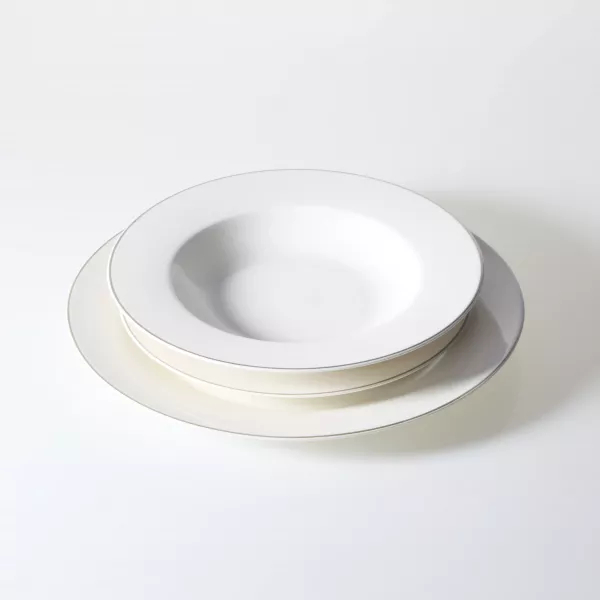 Zestaw talerzy Olina 18 elementów (biały/srebrny) 