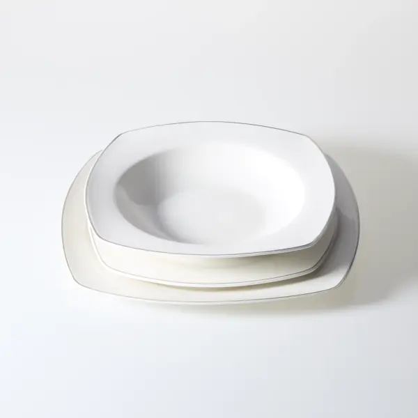 Zestaw talerzy Silla 18 elementów (biały/srebrny)