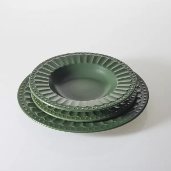 Zestaw talerzy Verdino 18 elementów (ciemno zielony) 
