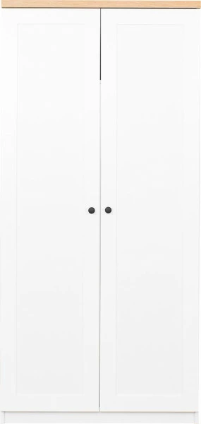 Szafa dwudrzwiowa z półkami i drążkiem Toskania (biały/dąb Soma ciemny) 