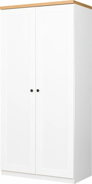Szafa dwudrzwiowa z półkami i drążkiem Toskania (biały/dąb Soma ciemny)