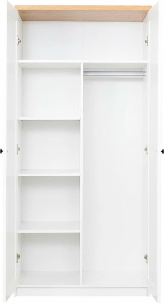 Szafa dwudrzwiowa z półkami i drążkiem Toskania (biały/dąb Soma ciemny)