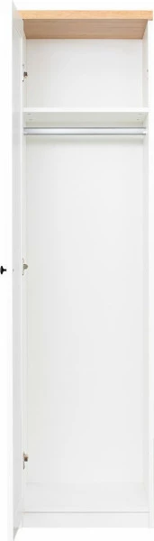 Półszafa uniwersalna z półkami i drążkiem Toskania (biały/dąb Soma ciemny)