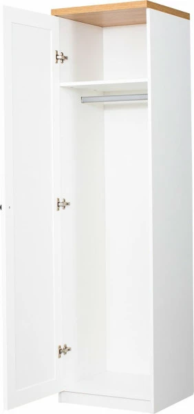 Półszafa uniwersalna z półkami i drążkiem Toskania (biały/dąb Soma ciemny) 