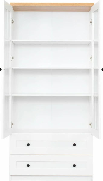 Witryna 2-drzwiowa i 2-szufladowa Toskania (biały/dąb Soma ciemny)