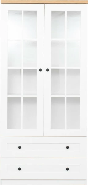 Witryna 2-drzwiowa i 2-szufladowa Toskania (biały/dąb Soma ciemny)