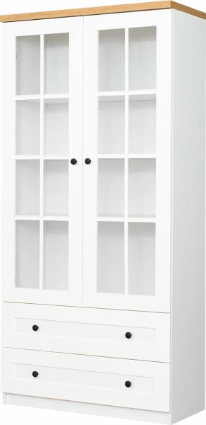 Witryna 2-drzwiowa i 2-szufladowa Toskania (biały/dąb Soma ciemny) 