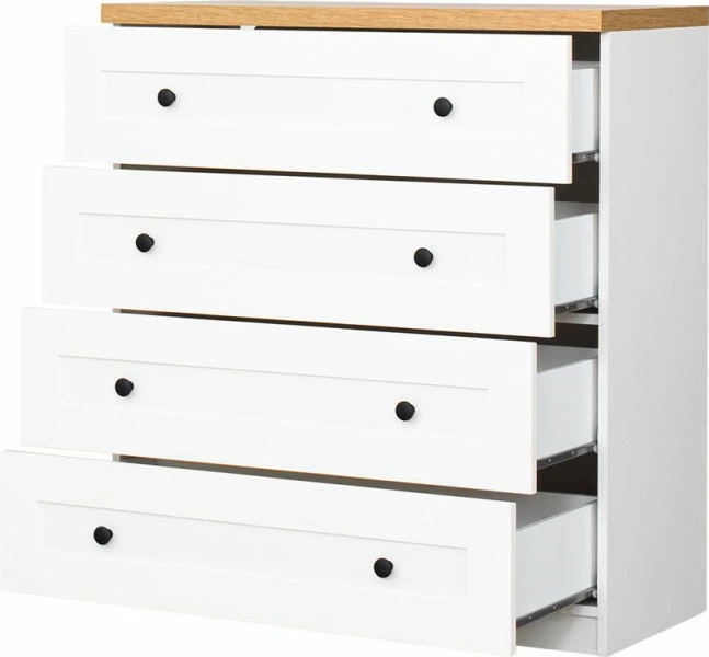 Komoda z czterema szufladami Toskania (biały/dąb Soma ciemny)