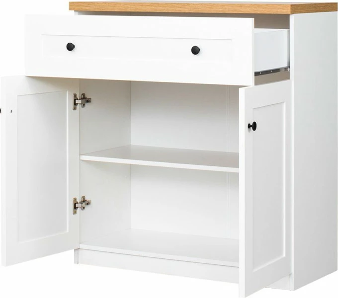 Komoda z drzwiczkami i szufladą Toskania (biały/dąb Soma ciemny) 